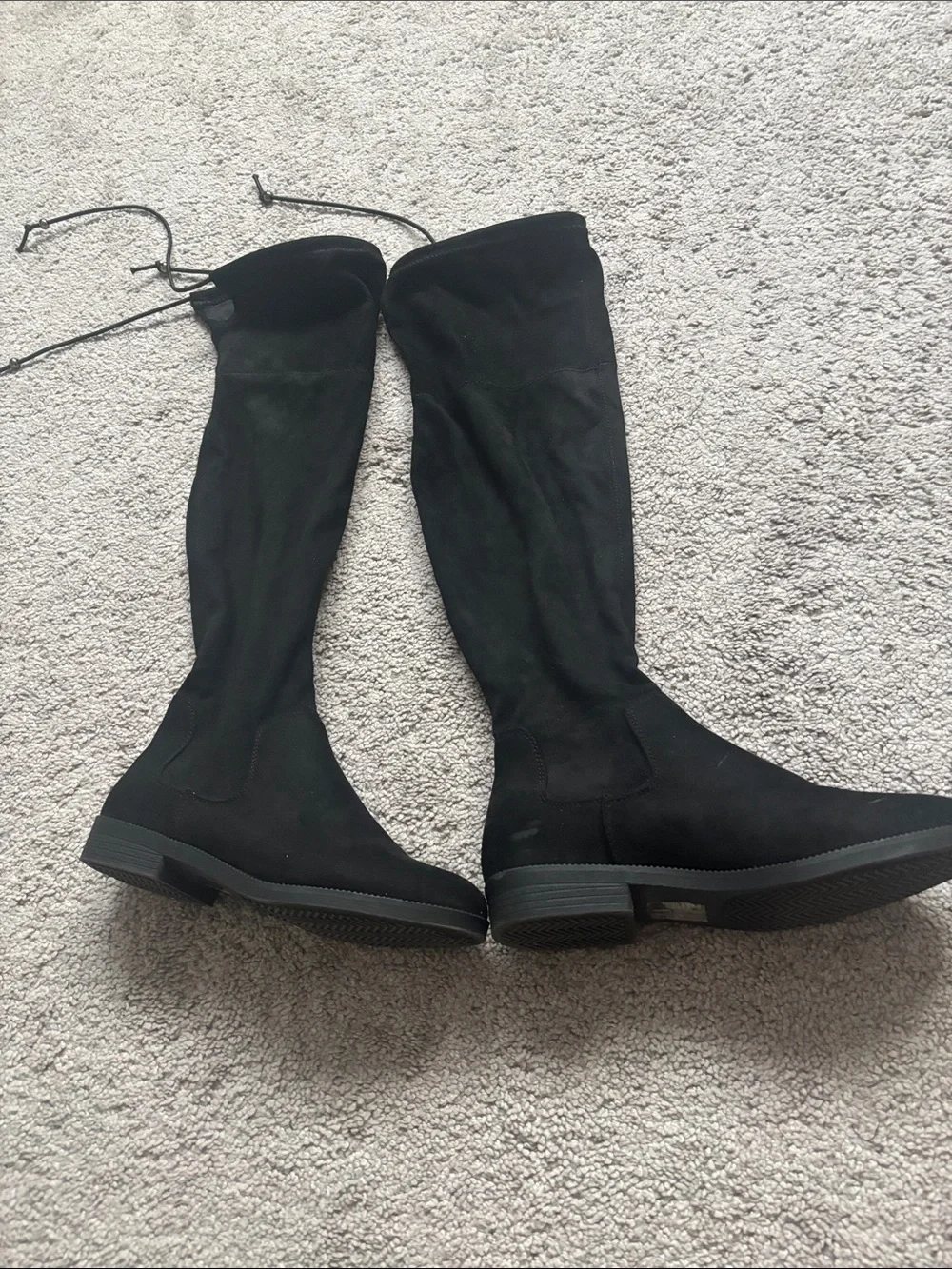 Black Over-the-Knee Women's Boots - Sleek Stretch Design